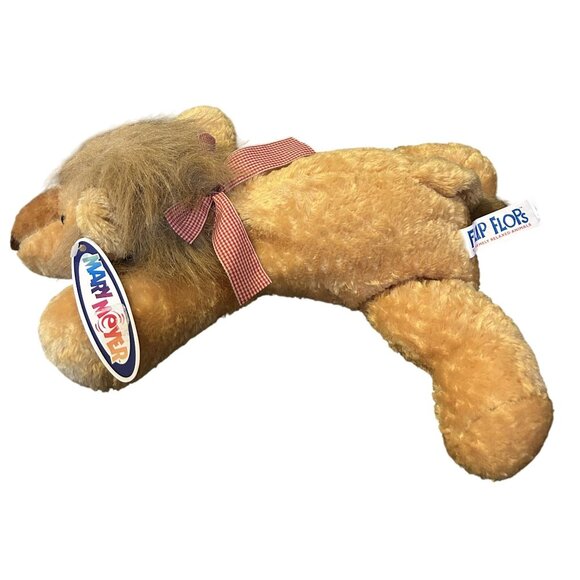 Mary Meyer Flip Flop Plush Stuffed Lion Vintage 13" Soft Toy With Red Bow - Picture 3 of 6